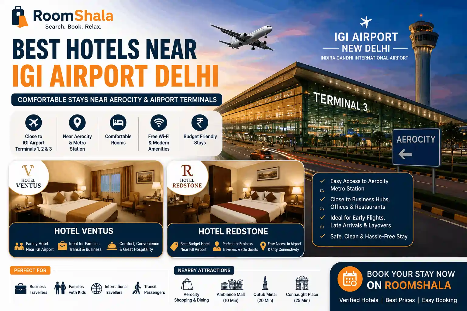 Best Hotels Near IGI Airport Delhi – Comfortable Stay Near Aerocity, Terminal 1, 2 & 3